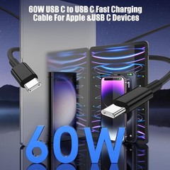 3-Pack Black [3.3FT+6.6FT+10FT] 60W USB C to USB C Cable, Type C Fast Charging