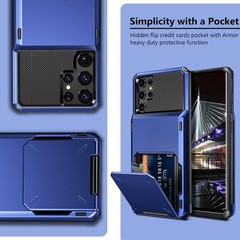 Wallet Case for Galaxy S22 Ultra with Hidden Pocket & 4 Credit Card Slots