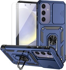 Navy Blue Samsung Galaxy S24 FE Case with HD Screen Protector & Camera Lens Cove