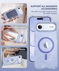 Clear Glitter Shockproof Phone Case for iPhone 17 Air 6.5&Prime;, Sparkle Blue