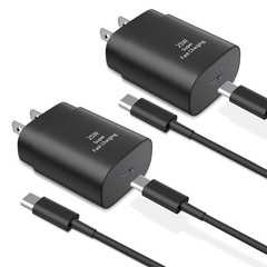 2-Pack 25W USB-C Fast Charger Block for Samsung Galaxy S24/S23 6Ft Cable
