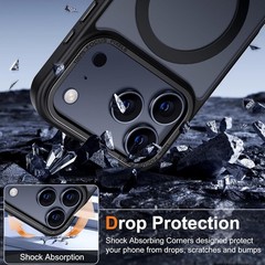 iPhone 17 Pro Case Soft TPU Shockproof Protective Phone Cover Frosted Black