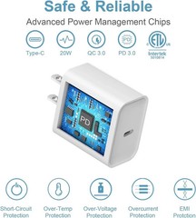 Fast Charging Type-C Charger Block for iPhone 17/16 with 6FT Cable