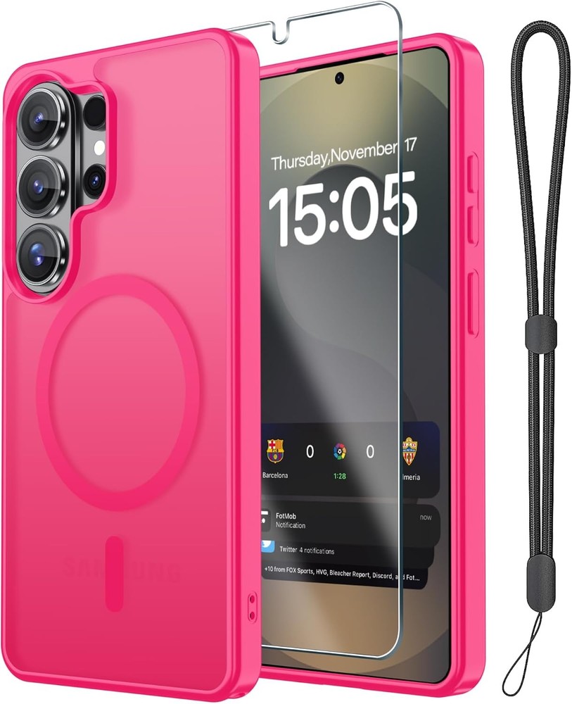 Hot Pink Magnetic Case for Samsung Galaxy A57 5G, Includes Screen Protector & St