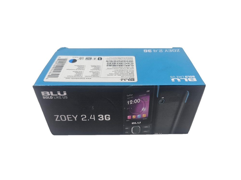 BLU Zoey 2.4 3G Z070L Unlocked Dual SIM Feature Phone Black Blue – Open Box
