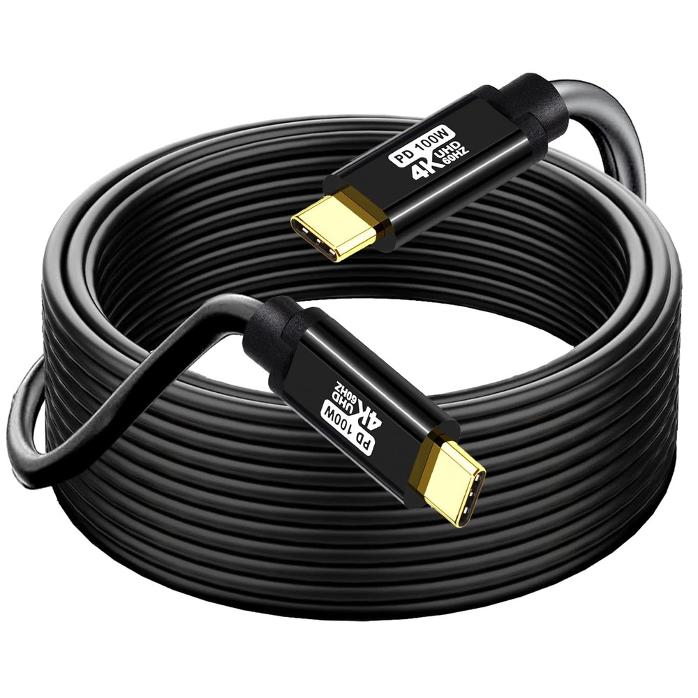 USB C to C Cable 25FT, 100W 4K60HZ Type C GEN2x2 Data USB3.1 Video Output