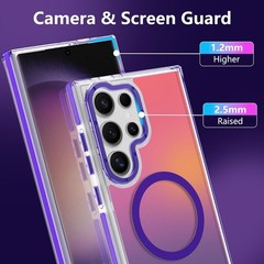 Magnetic Case for Samsung Galaxy S23 Ultra Slim Translucent Matte Purple Design