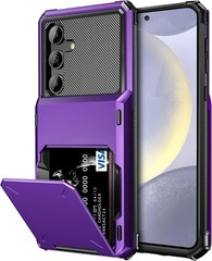 Heavy Duty Shockproof Wallet Case for Samsung Galaxy S24+ Plus, Card Holder Blac