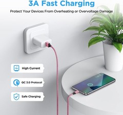 USB to USB C Cable 3ft, 2-Pack USB A to Type C Charger Cord Fast Charging Pink