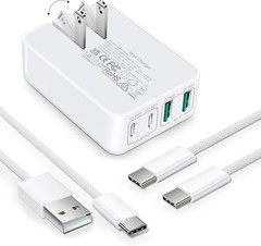 40W 4-Port PD Fast Charger Block for iPhone 17/16/15 Pro Max/Samsung Galaxy S25