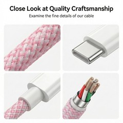 USB C to C Charger Cable 60W Fast Charging Braided Nylon Type C Cord 6FT 2-Pack