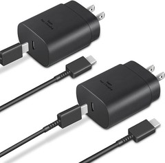 25W Fast Charging Type-C Block Duo with 6ft Cable for Galaxy S21 S22 S23 S24 S25