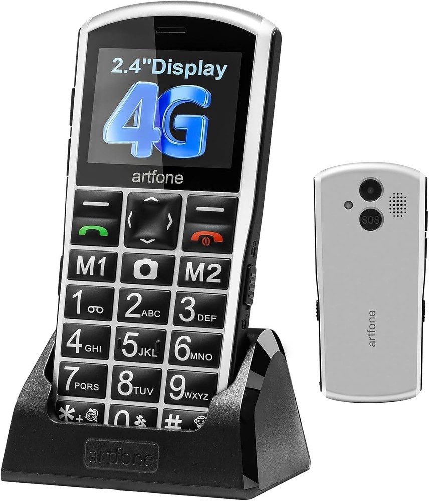 New – artfone A400 Big Button Cell Phone for Seniors, 4G LTE Unlocked (Silver)