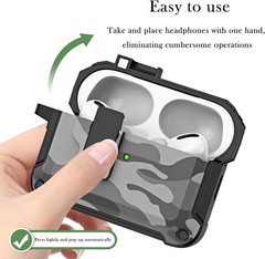 Military Hard Shell Protective Cover for AirPods Pro 2nd Gen with Lock, Camo Gre