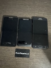Samsung Galaxy J3 Eclipse & 2x motorola androids parts only lot UNTESTED