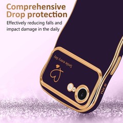 iPhone 16e Case for iPhone 17e Case for Women Girls, Cute Wave Frame Dark Purple