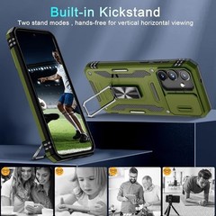 Olive Green Military Grade Shockproof Case for Samsung Galaxy S25 FE with Kickst