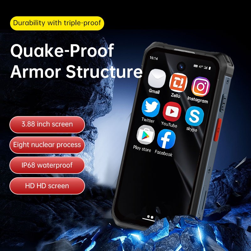 MINI 4G LTE Android Rugged Phone ZELLO Waterproof Outdoors Mobile Unlocked UNIWA