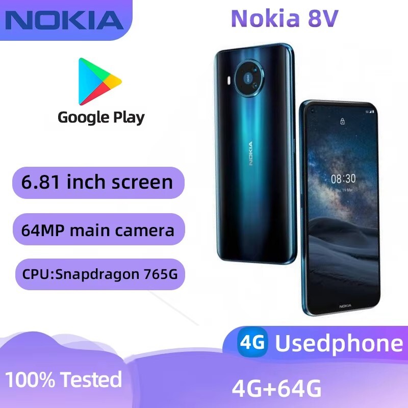Original Nokia 8 V 5G UW 4GB+64GB 64MP Unlocked Android Smartphone New Sealed