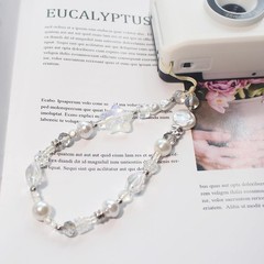 Beaded Camera Wrist Strap, Cute Phone Charms, Pearl Bracelet, Keychain Decoratio