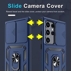 Heavy Duty Blue Case for Samsung Galaxy S25 Ultra with Camera Slide Cover & Scre
