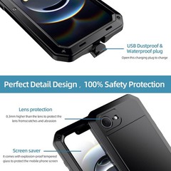 iPhone 16E Metal Case, Heavy Duty Shockproof Aluminum Alloy Tough Armour Phone C