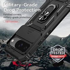 Military Grade 20ft Drop Tested Pixel 9/9 Pro Case with Screen Protector, Black