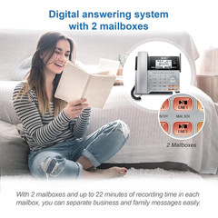 TL86103 2-Line Corded/Cordless Phone System for Small Business with Answering Ma