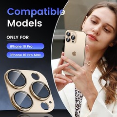 Camera Lens Protector for iPhone 16 Pro/14 Pro Max, Metal Aluminum Alloy