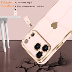 2PCS Case & Screen Protector for iPhone 17 Pro Light Pink Cute Girly Design