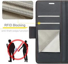 Wallet Case & Card Holder for Galaxy S23 Ultra Black RFID Blocking Leather Kicks