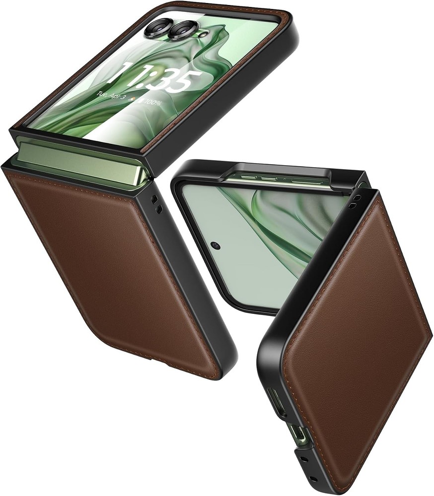 1. For Motorola Razr 50 Ultra Slim Leather Case, Shockproof Protective Cover
