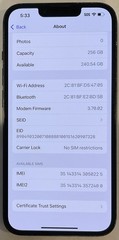 TESTED USED GSM UNLOCKED MIDNIGHT iPhone 14, 256GB A2649 MPVV3LL/A (93% BATTERY)