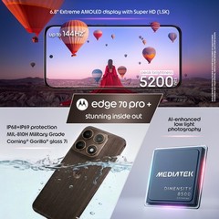 MOTOROLA Edge 70 Pro+ (Stormy Sea, 256GB 12GB RAM) Dimensity 8500 Extreme.