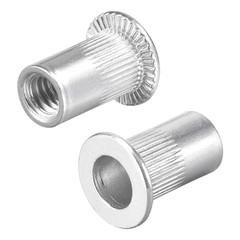 #8-32 Rivet Nuts Aluminium Alloy Knurled Flat Head Threaded Insert Nut Silver 50