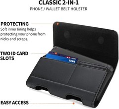 Holster for Galaxy Z Fold 7 6 5 4 3 2 Leather Pouch Belt Case with Clip – Black