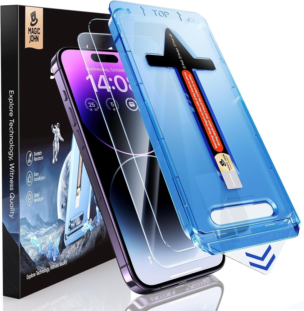2 Pack Clear Tempered Glass Screen Protectors for iPhone 14 Pro Max 6.7&Prime; HD