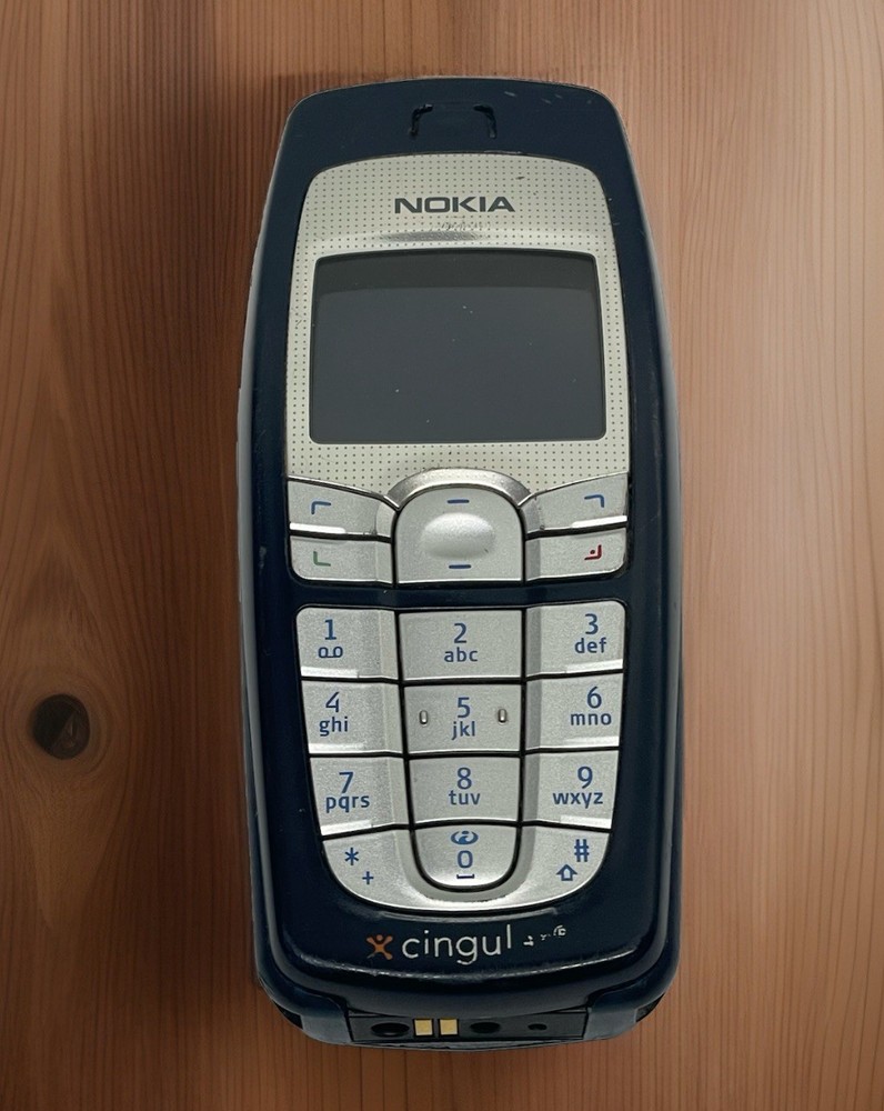 Vtg Nokia 6010 Dark Blue & Silver Cingular Cellular Retro Cellphone Prop *PARTS*