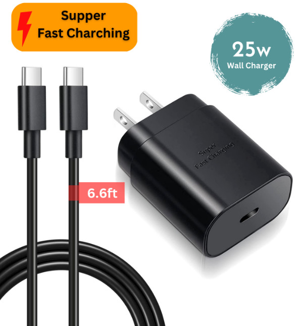 Samsung Galaxy S23 Ultra/S22/S21/Z Flip4/Fold4 25W USB Type-C Cable Fast Charger