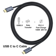 28V 5A USB C to USB C Cable Type C Fast Charging PD 3.1 140W 5ft Nylon Braided