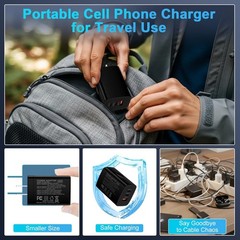 65W Super Fast Type C Charger 3-Port PD&QC Fast Charging Block Power Adapter