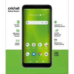 Cricket Wireless Debut Smart 32GB 3GB RAM 5.5&Prime; HD+ Display Android Phone Green
