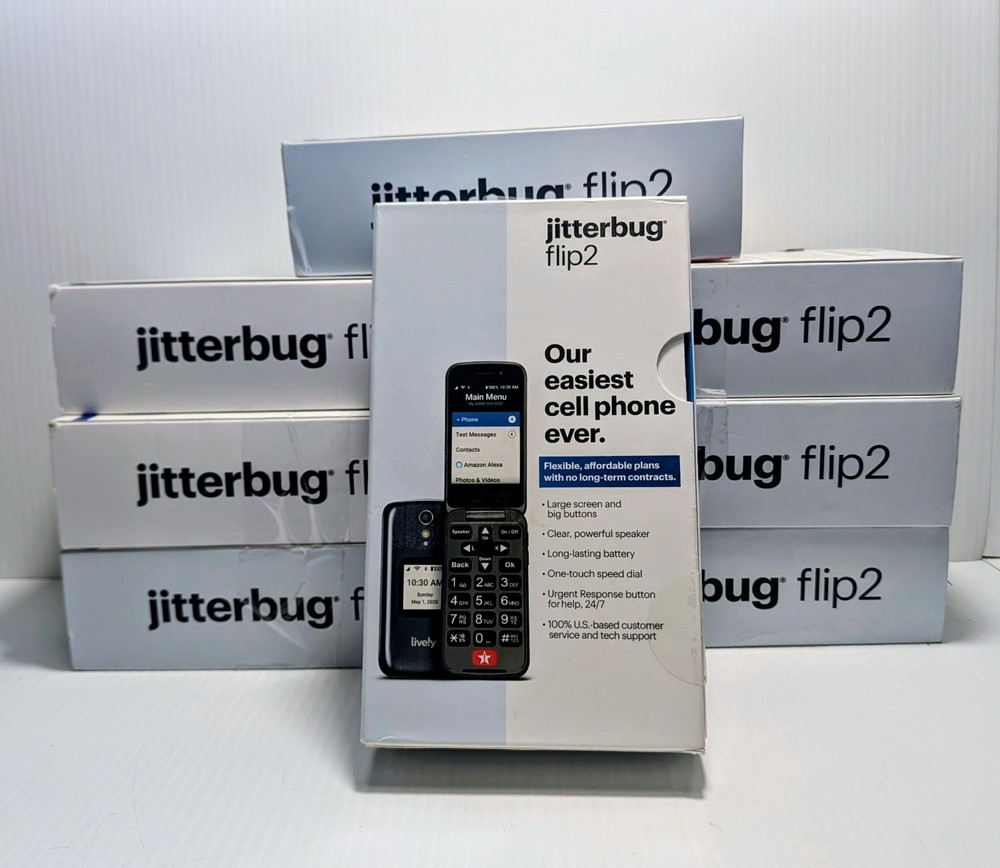 8 Jitterbug Flip 2 Cell Phone Seniors Graphite Gray Brand New in Box