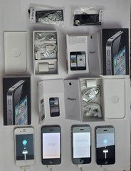 🔥 Lot 4-Apple iPhone 4/4S Smartphones FOR REPAIR Box & NEW Accessories Included