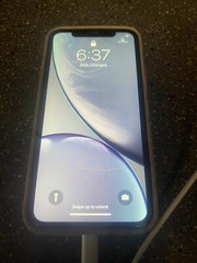 Apple iPhone XR . 64 Gb. silver White T-mobile Only . Unlocked . Moderate New