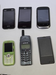 Lot of 9 Mixed Cell Phones & Accessories LG Samsung Ericsson – For Parts