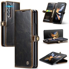 Samsung Galaxy Z Fold 4 Case Wallet Leather Card Slots Defender Cover Brown