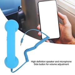 Retro 3.5mm Telephone Handset Radiation Proof Old Headset Cell Phone Blue