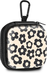 Beige Groovy Flower Coin Storage Bag for Earbuds, Data Cable, and Charger