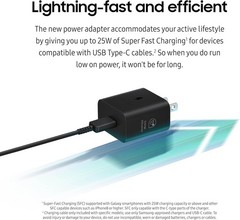 25W USB-C Fast Wall Charger for Galaxy Devices with Cable